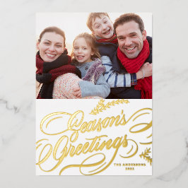 季節のご挨拶　エレガントなカリグラフィー写真 箔シーズンカード