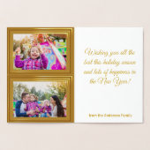 季節のご挨拶！カスタム2枚の写真ホリデーカード 箔カード (内部)