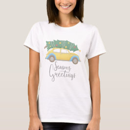 季節のご挨拶 カー＆ツリー Tシャツ