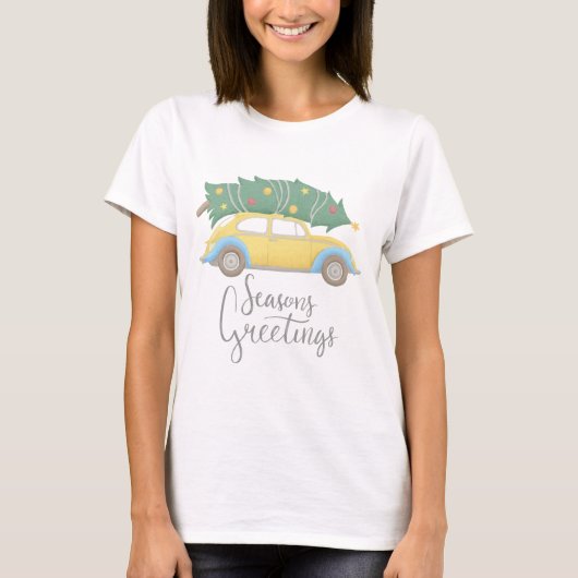 季節のご挨拶 カー&ツリー Tシャツ (正面)
