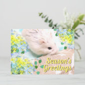 季節のご挨拶 ハムスターと青い紫陽花 シーズンカード (スタンド正面)
