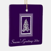 季節のご挨拶 パープル / 任意の色のクリスマスツリー セラミックオーナメント (右)