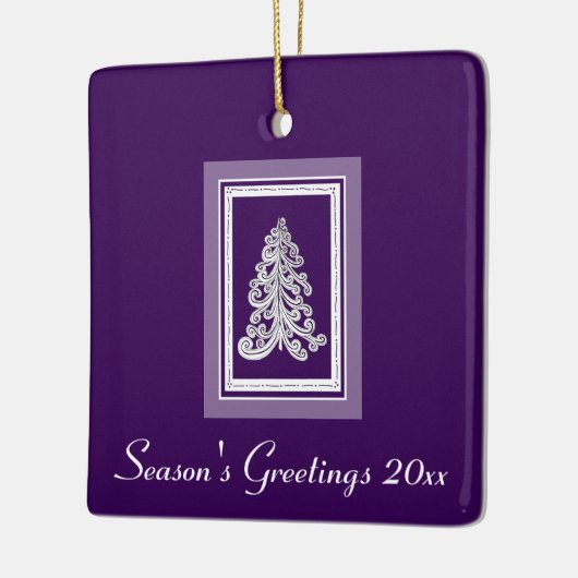 季節のご挨拶 パープル / 任意の色のクリスマスツリー セラミックオーナメント (左)