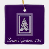季節のご挨拶 パープル / 任意の色のクリスマスツリー セラミックオーナメント (正面)