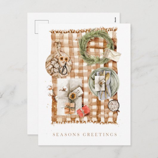 季節のご挨拶 ホリデー 水彩 シーズンポストカード (正面/裏面)