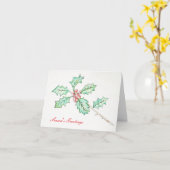 季節のご挨拶 ホリーのグリーティングカード カード (黄色い花)