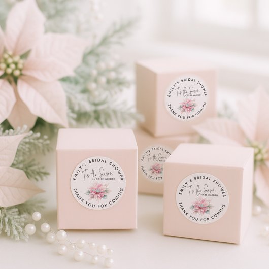 季節のご挨拶 ポインセチア ブライダルシャワーのお礼 ラウンドシール