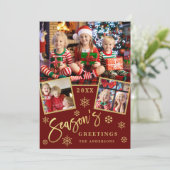 季節のご挨拶 モダンスクリプト 3 枚の写真 コラージュ シーズンカード (スタンド正面)