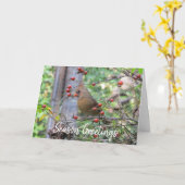 季節のご挨拶、冬のカーディナル カード (黄色い花)