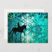 季節のご挨拶 馬術競技の馬 冬の休暇 シーズンポストカード (正面/裏面)