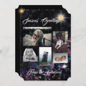 季節のご挨拶 黒のグリッター背景にあなたの写真 シーズンカード (正面/裏面)