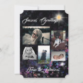 季節のご挨拶　黒のグリッター背景に写真 シーズンカード (正面)