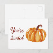 季節のオレンジ水彩　パンプキンパーティーへご招待 ポストカード (正面/裏面)