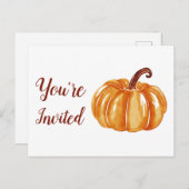 季節のオレンジ水彩　パンプキンパーティーへのご招待 ポストカード (正面/裏面)