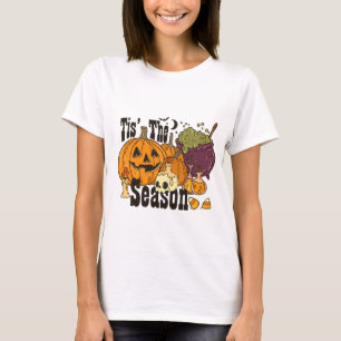 季節のカボチャのキャンドルハロウィーン Tシャツ