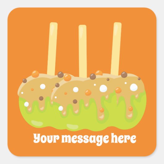 季節のキャラメルリンゴにメッセージベンダーを追加 スクエアシール (正面)