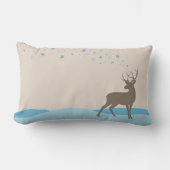 季節のキュートな鹿のモダンミニマリスト写真なし ランバークッション (正面)