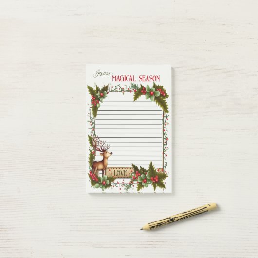 季節のクリスマスおもしろいトナカイ ポストイット (デスク上)