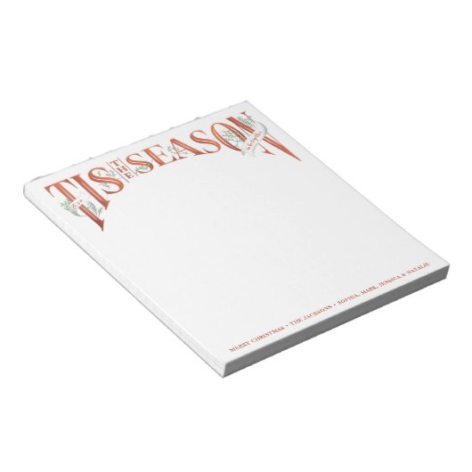 季節のクリスマスに手書きの文字が入った ノートパッド (アングル)