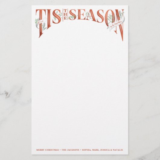 季節のクリスマスに手書きの文字が入った 便箋 (正面)