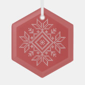 季節のクリスマスの北欧のスノーフレーク・アート ガラスオーナメント (正面)