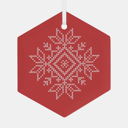 季節のクリスマスの北欧のスノーフレーク・アート ガラスオーナメント (裏面)