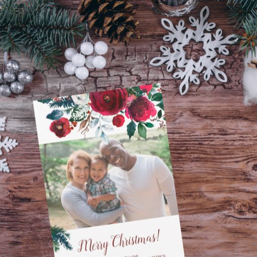 季節のクリスマスの水の色のフローラブーケの写真 シーズンカード