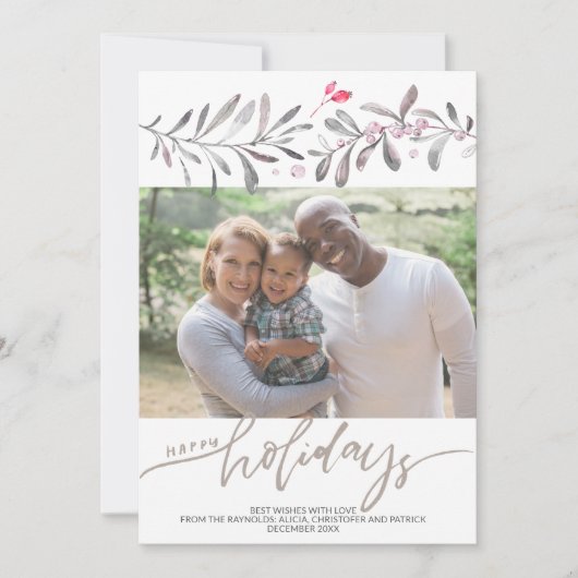 季節のクリスマスウォーターカラーのミスタントーの写真 シーズンカード (正面)