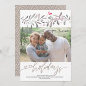 季節のクリスマスウォーターカラーのミスタントーの写真 シーズンカード (正面/裏面)