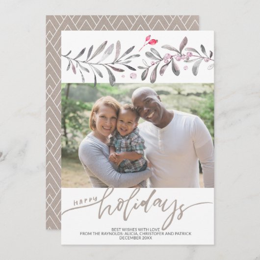 季節のクリスマスウォーターカラーのミスタントーの写真 シーズンカード (正面/裏面)