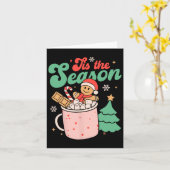 季節のクリスマス熱いココアジンジャーブレッド カード (黄色い花)