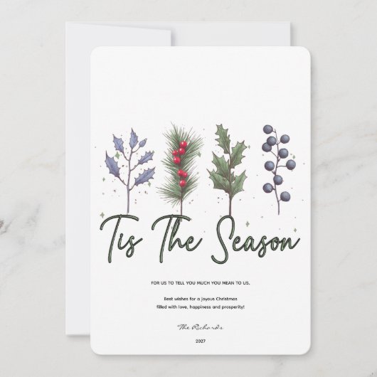 季節のクリスマス ホリデー カード (正面)