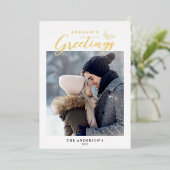 季節のグリーティング カリグラフィー フォト ゴールド 箔シーズンカード (立ち正面)