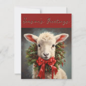 季節のグリーティング クリスマスのヒツジのグリーティングカード 招待状 (正面)