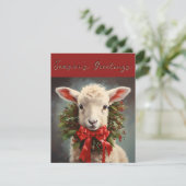 季節のグリーティング クリスマスのヒツジのグリーティングカード 招待状 (スタンド正面)