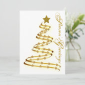 季節のグリーティング ゴールド ツリー スターズ アブストラクト アウトライン シーズンカード (スタンド正面)