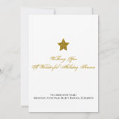 季節のグリーティング ゴールド ツリー スターズ アブストラクト アウトライン シーズンカード (裏面)