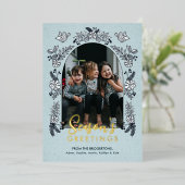 季節のグリーティング フラワー フォト アーチ 箔シーズンカード (立ち正面)