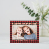 季節のグリーティング プレイドパターン 家族写真 シーズンポストカード (スタンド正面)