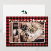季節のグリーティング プレイド ユニーク 猫の写真 シーズンカード (正面/裏面)