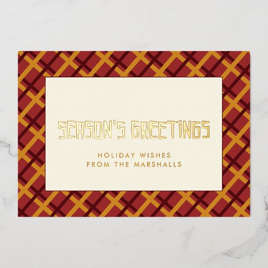 季節のグリーティング ミッドセンチュリー柄 箔シーズンカード (正面)