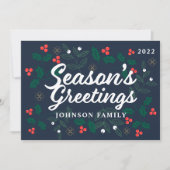 季節のグリーティング モダンなホリーデコレーション シーズンカード (正面)
