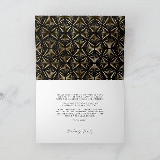 季節のグリーティング モダン ブラック タイポグラフィー シーズンカード (内部)