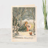 季節のグリーティング ヴィンテージ カスタム グリーティング カード (正面)