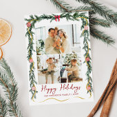 季節のグリーンとリボン お正月 3 枚の写真 シーズンカード