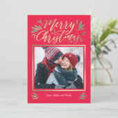 季節のグロー編集可能カラークリスマスカード シーズンカード (スタンド正面)