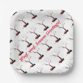 季節のスコットランド犬のアートとロビンス ペーパープレート (正面)