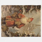 季節のストーリーブックヴィンテージクリスマスブランケット フリースブランケット (正面(横))