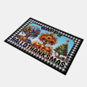 季節のハロウィンドアマットと"HalloThanksMas" ドアマット (アングル)