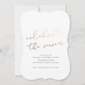 季節のパーティの招待状の//の金ゴールドホイルを祝って下さい 招待状 (正面)